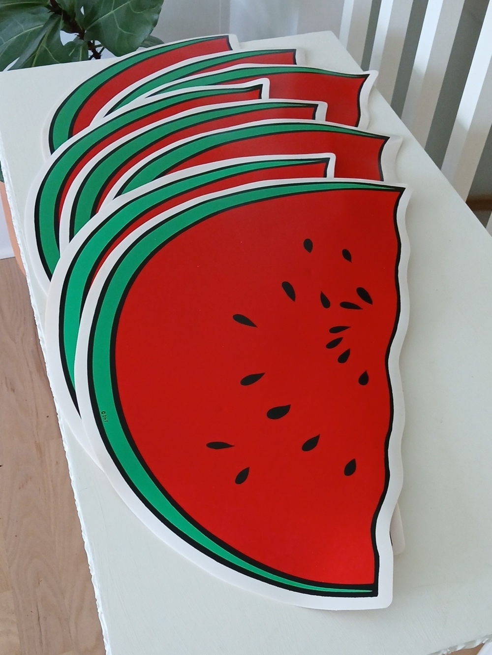 Watermelon Padded Wipeable Placemats 19x11.5" Set Of 8